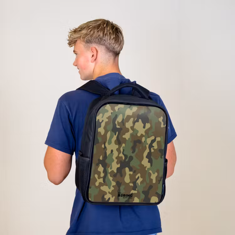 Sac à dos enfant - Noir - Camouflage vert avec couleur sable — 5