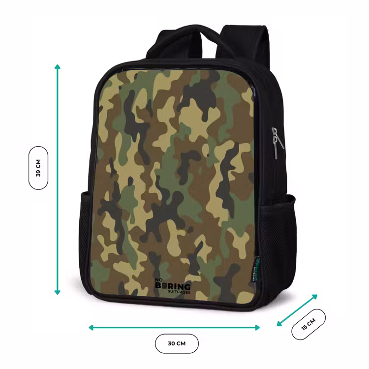 Sac à dos enfant - Noir - Camouflage vert avec couleur sable — 8