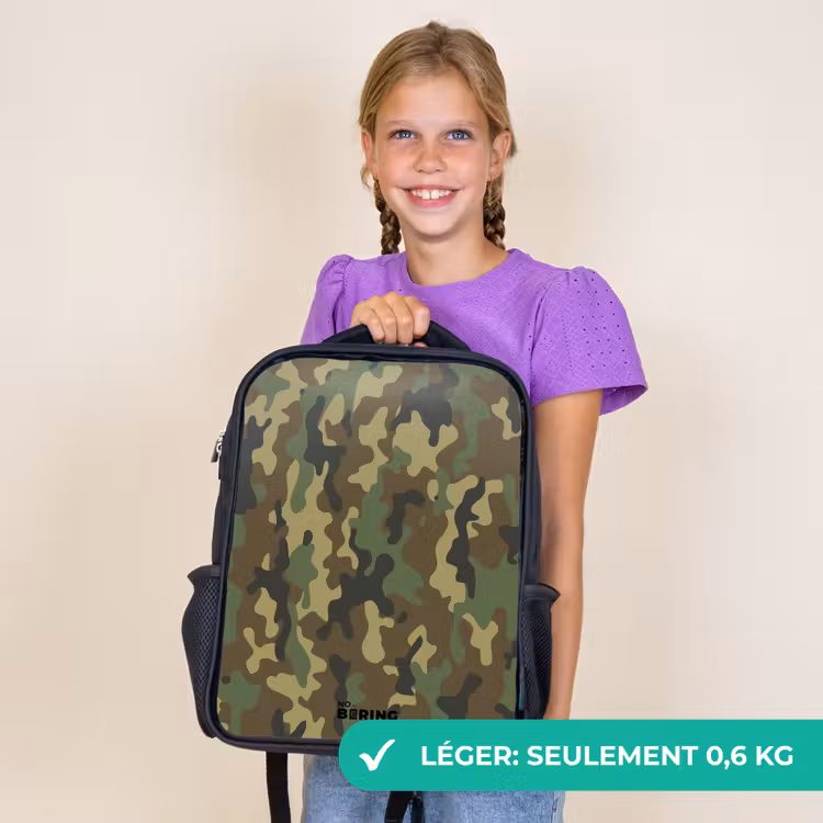 Sac à dos enfant - Noir - Camouflage vert avec couleur sable — 9