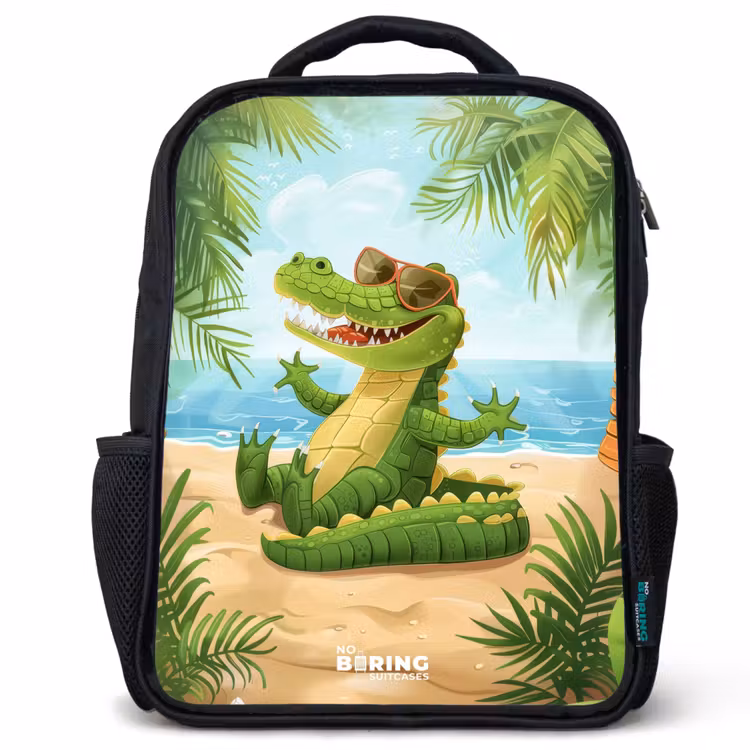 Sac à dos enfant - Noir - Crocodile sur la plage — 1