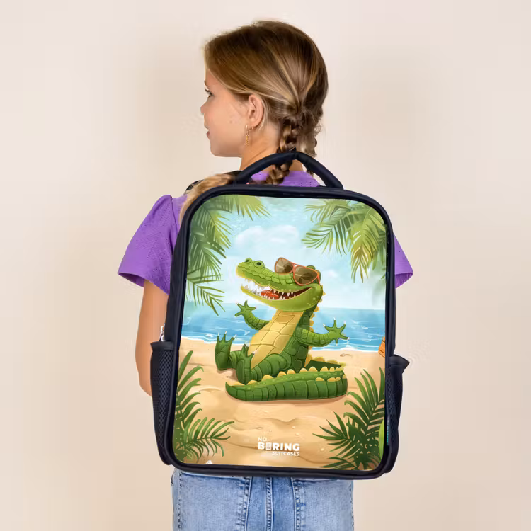 Sac à dos enfant - Noir - Crocodile sur la plage — 4