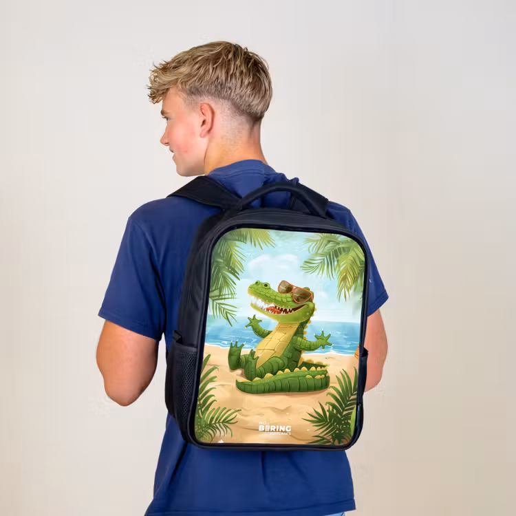 Sac à dos enfant - Noir - Crocodile sur la plage — 5