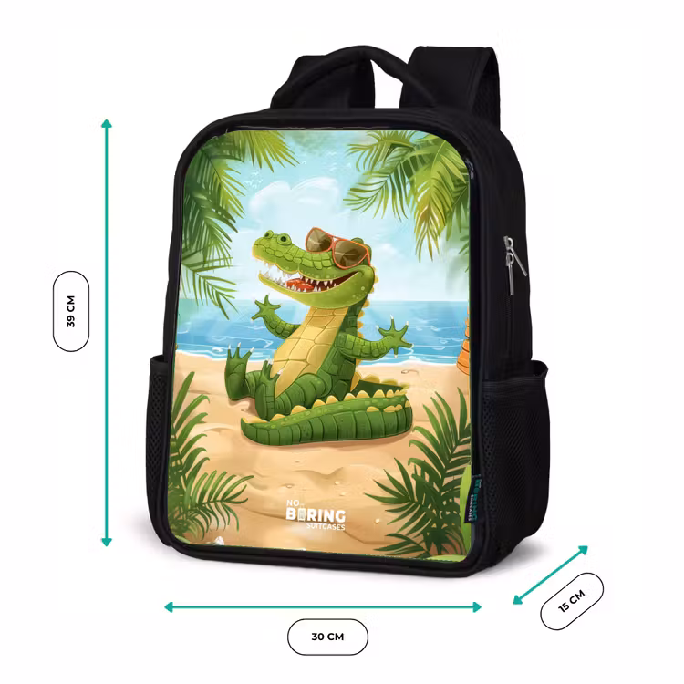 Sac à dos enfant - Noir - Crocodile sur la plage — 8