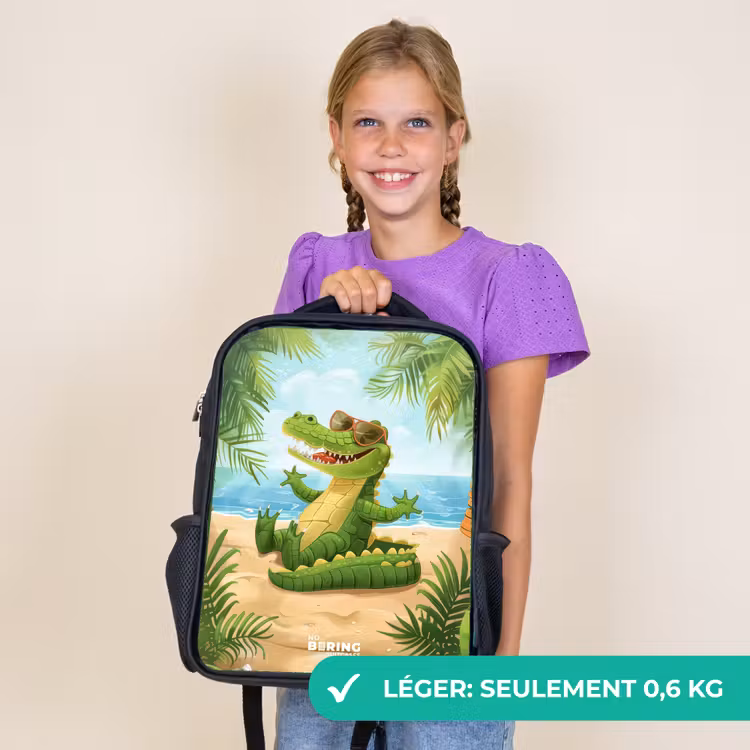 Sac à dos enfant - Noir - Crocodile sur la plage — 9