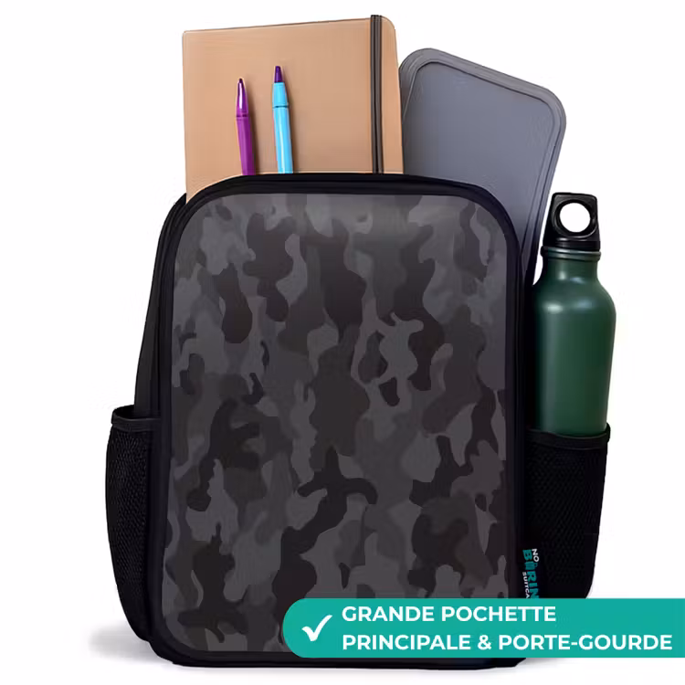 Sac à dos enfant - Noir - Imprimé camouflage vert — 10