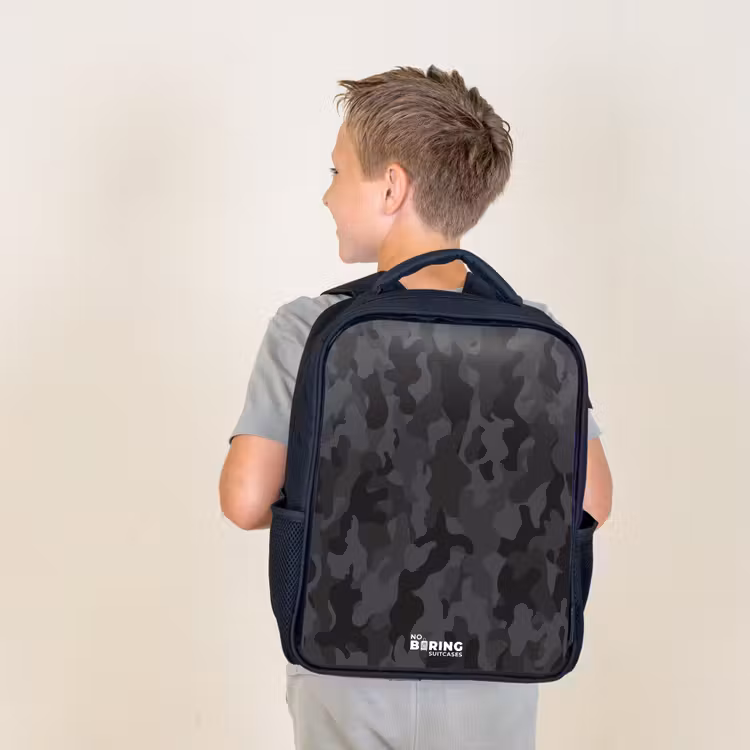 Sac à dos enfant - Noir - Imprimé camouflage vert — 2