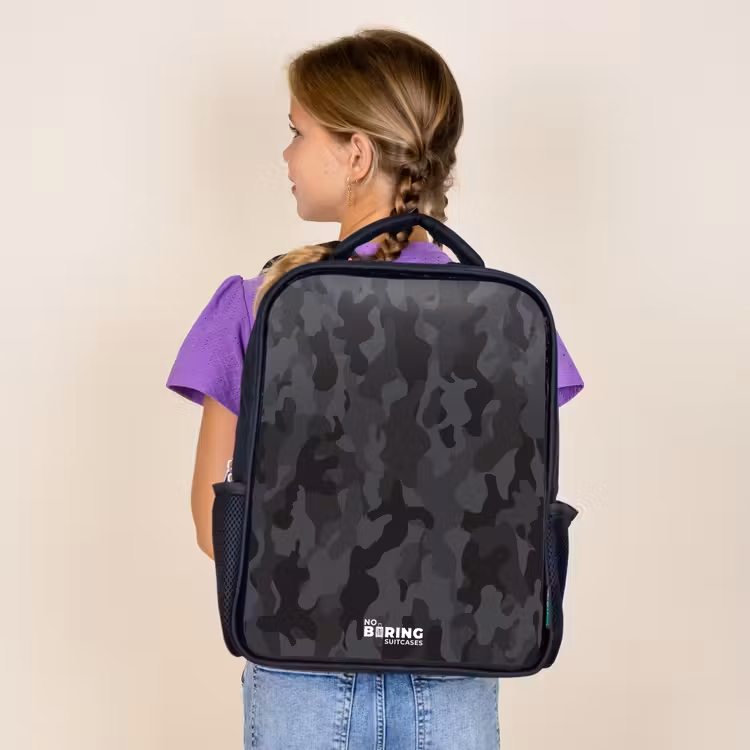 Sac à dos enfant - Noir - Imprimé camouflage vert — 4