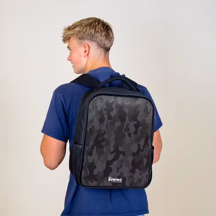 Sac à dos enfant - Noir - Imprimé camouflage vert — 5