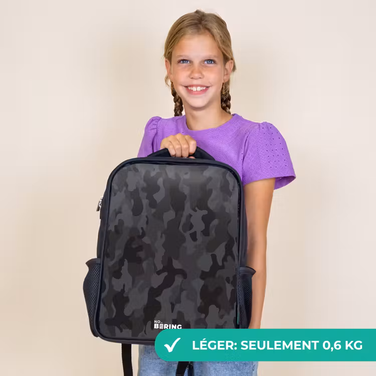 Sac à dos enfant - Noir - Imprimé camouflage vert — 9