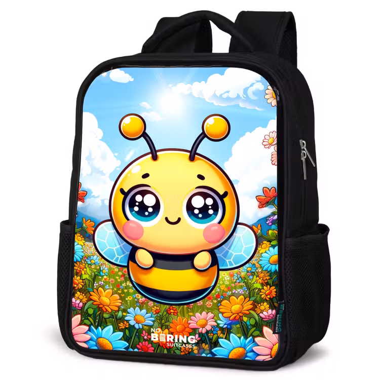 Sac à dos enfant - Noir - Mignonne abeille parmi les fleurs — 6