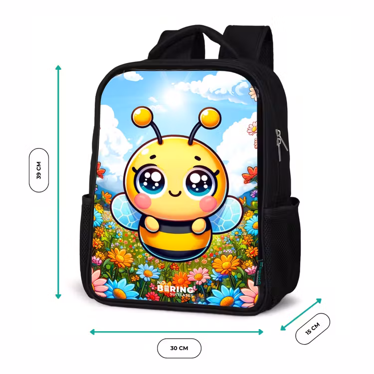 Sac à dos enfant - Noir - Mignonne abeille parmi les fleurs — 8