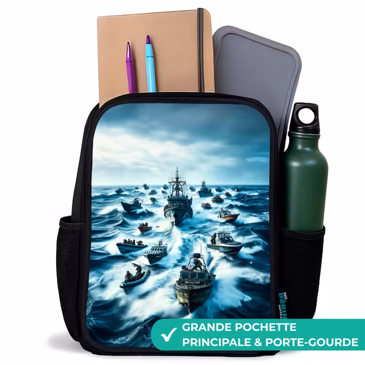 Sac à dos enfant - Noir - Navires en mer — 10