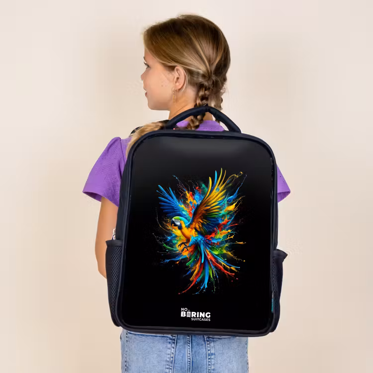 Sac à dos enfant - Noir - Perroquet coloré — 4