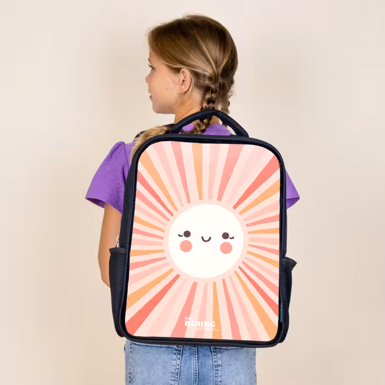 Sac à dos enfant - Noir - Soleil rond avec visage — 4