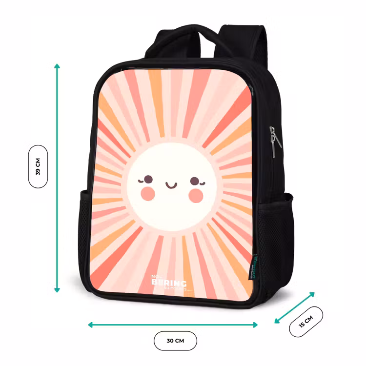 Sac à dos enfant - Noir - Soleil rond avec visage — 8