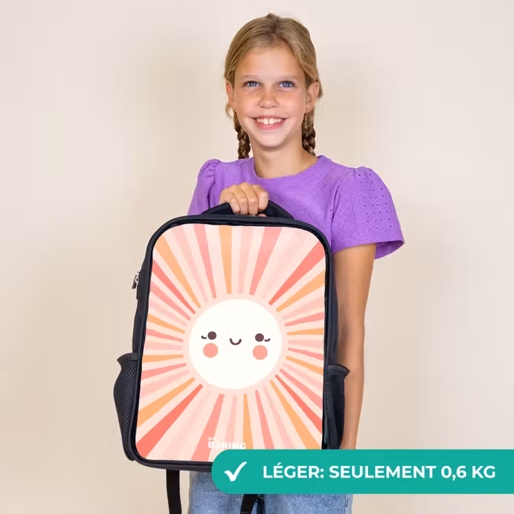 Sac à dos enfant - Noir - Soleil rond avec visage — 9