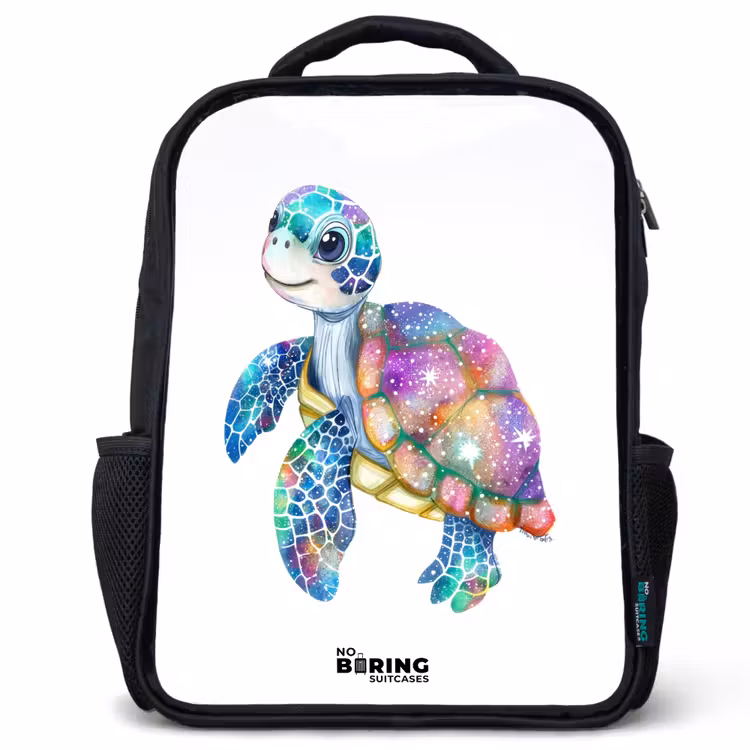 Sac à dos enfant - Noir - tortue de mer pleine de couleurs — 1