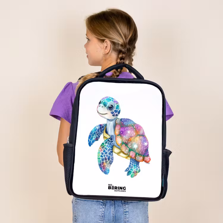 Sac à dos enfant - Noir - tortue de mer pleine de couleurs — 4