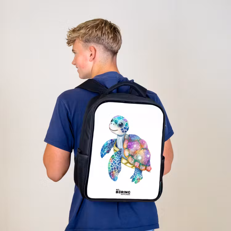 Sac à dos enfant - Noir - tortue de mer pleine de couleurs — 5