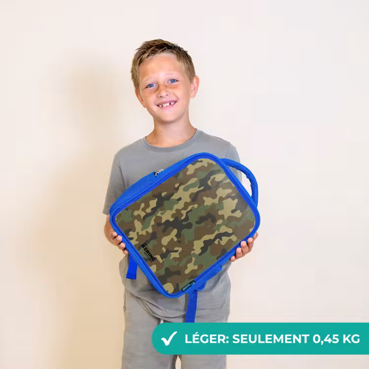 Sac à dos enfant - Bleu - Camouflage vert avec couleur sable — 3