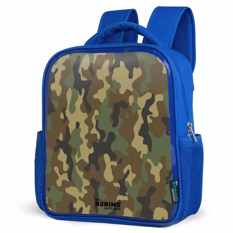 Sac à dos enfant - Bleu - Camouflage vert avec couleur sable — 7