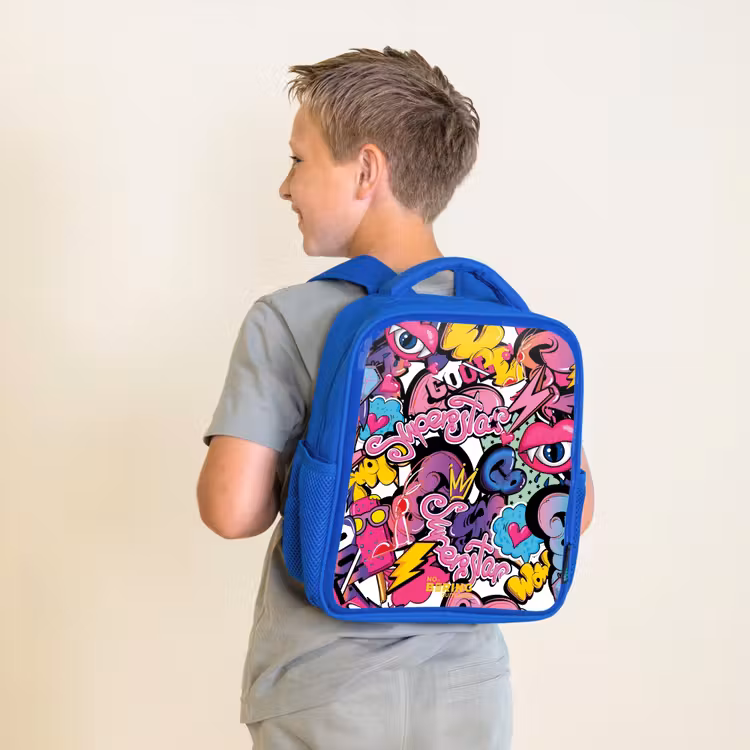 Sac à dos enfant - Bleu - Graffiti féminin — 2
