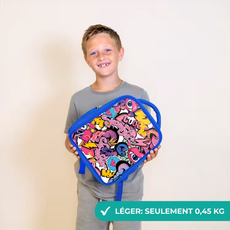 Sac à dos enfant - Bleu - Graffiti féminin — 3