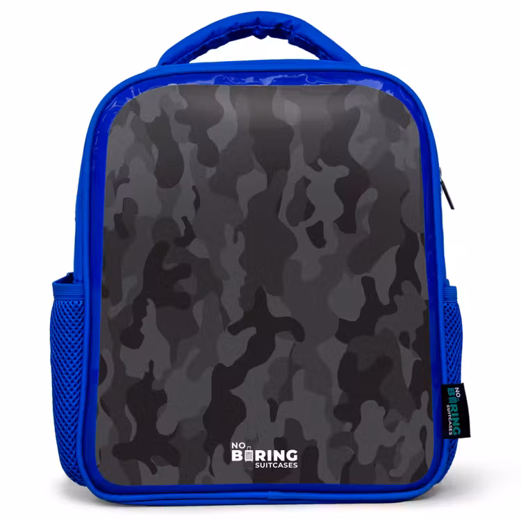 Sac à dos enfant - Bleu - Imprimé camouflage vert — 1
