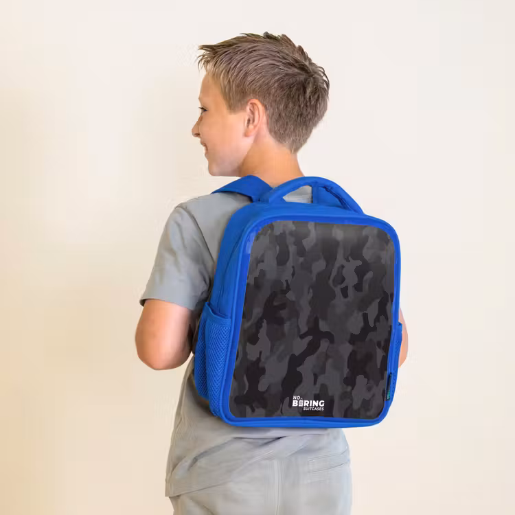 Sac à dos enfant - Bleu - Imprimé camouflage vert — 2