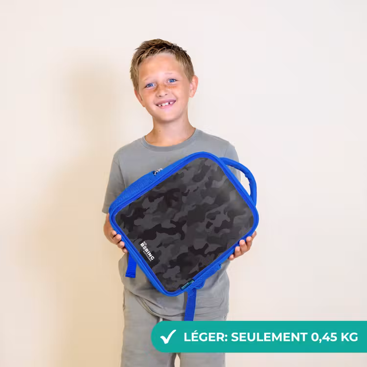 Sac à dos enfant - Bleu - Imprimé camouflage vert — 3