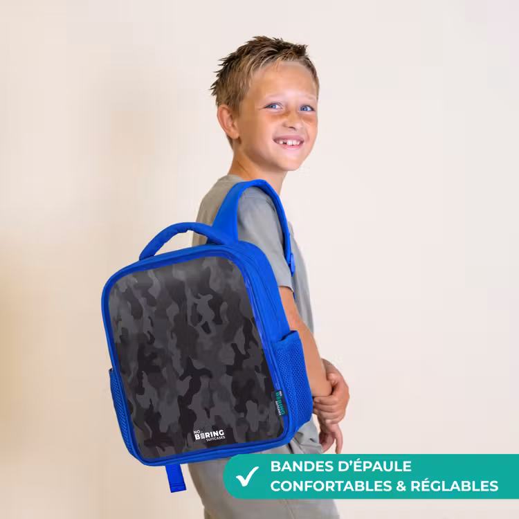 Sac à dos enfant - Bleu - Imprimé camouflage vert — 4