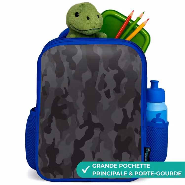 Sac à dos enfant - Bleu - Imprimé camouflage vert — 5