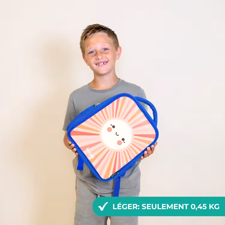 Sac à dos enfant - Bleu - Soleil rond avec visage — 3