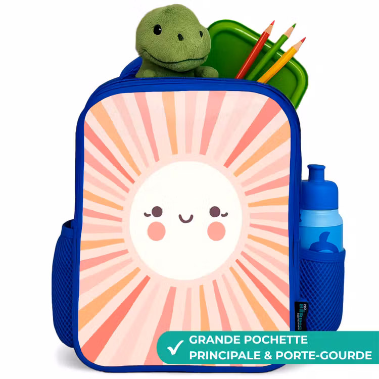 Sac à dos enfant - Bleu - Soleil rond avec visage — 5
