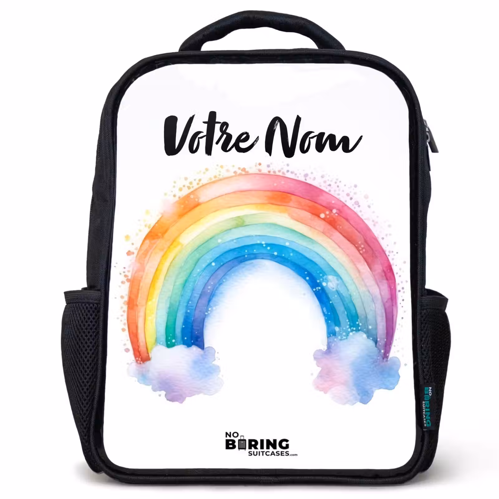Sac à dos enfant - Noir - Aquarelle arc-en-ciel — 1