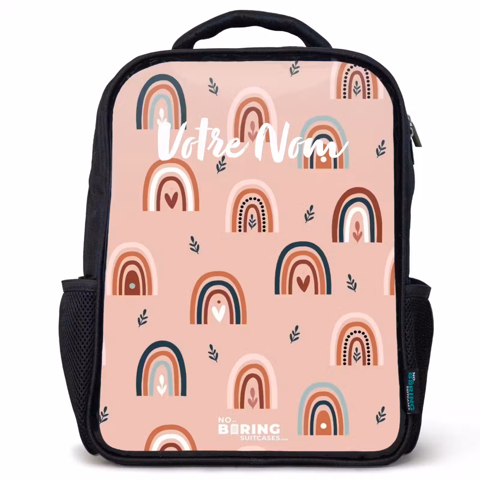 Sac à dos enfant - Noir - Motif arc-en-ciel rose — 1