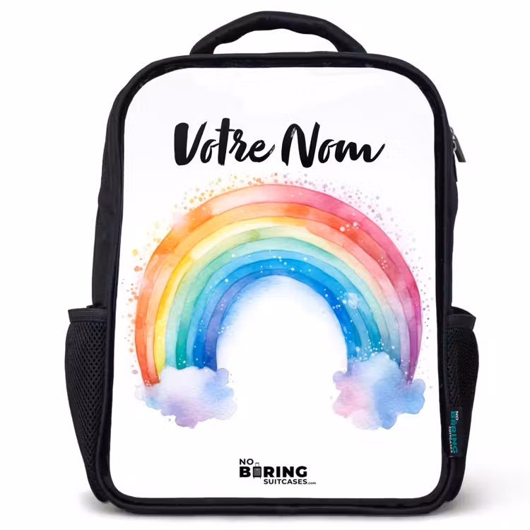 Sac à dos enfant - Noir - Aquarelle arc-en-ciel — 1