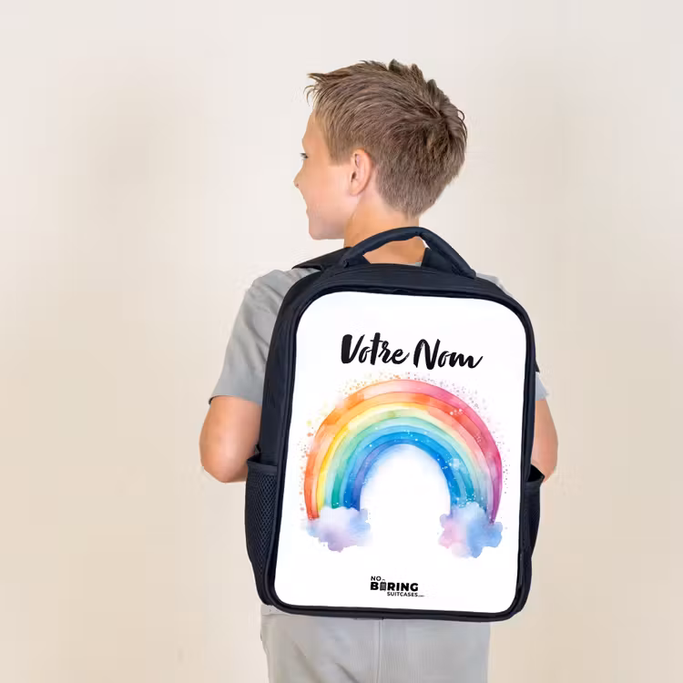 Sac à dos enfant - Noir - Aquarelle arc-en-ciel — 2