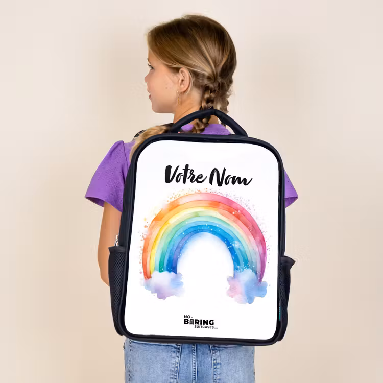 Sac à dos enfant - Noir - Aquarelle arc-en-ciel — 4