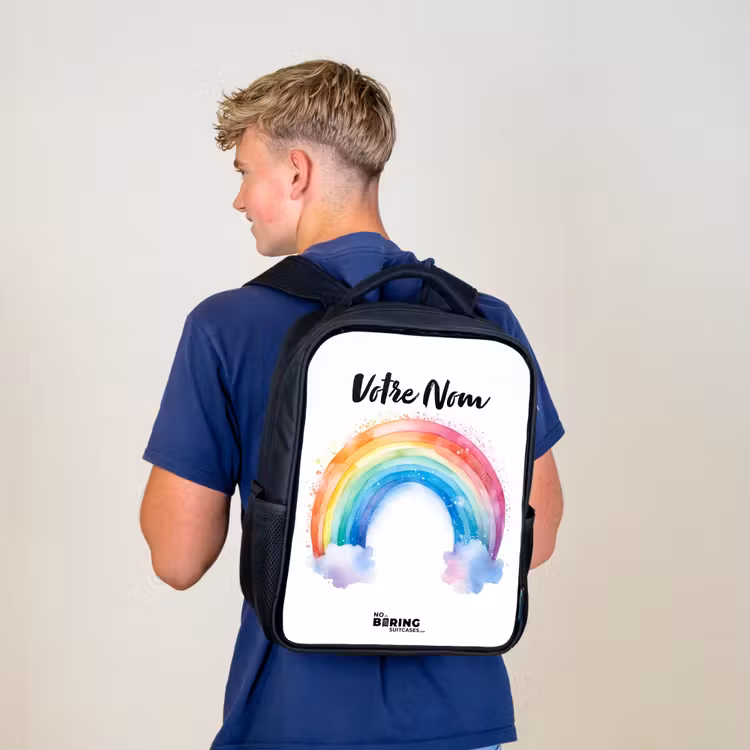 Sac à dos enfant - Noir - Aquarelle arc-en-ciel — 5
