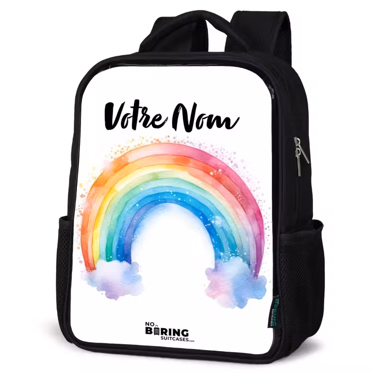 Sac à dos enfant - Noir - Aquarelle arc-en-ciel — 6