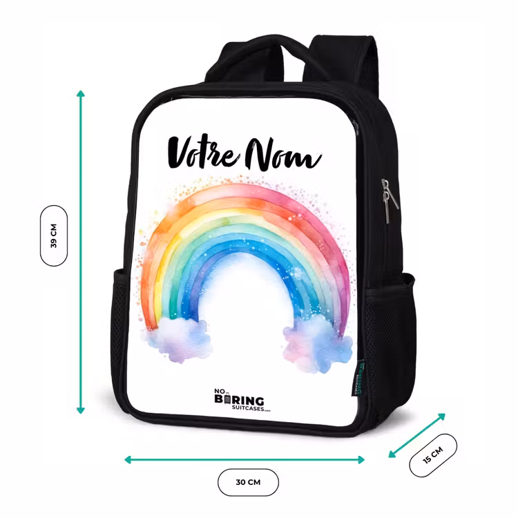 Sac à dos enfant - Noir - Aquarelle arc-en-ciel — 8