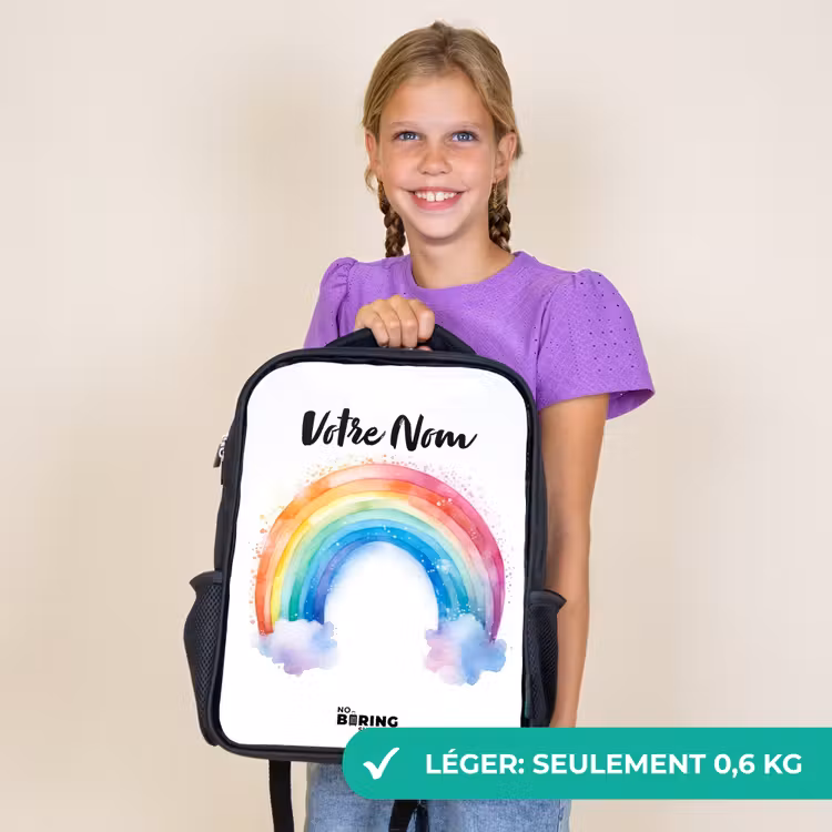 Sac à dos enfant - Noir - Aquarelle arc-en-ciel — 9