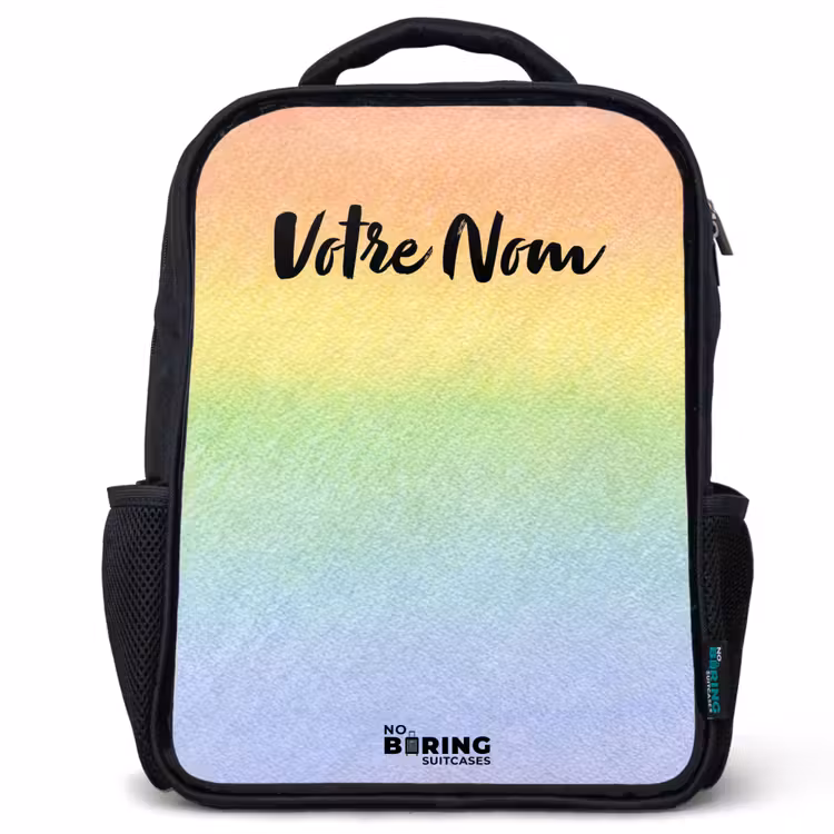 Sac à dos enfant - Noir - Arc-en-ciel pastel à la craie — 1