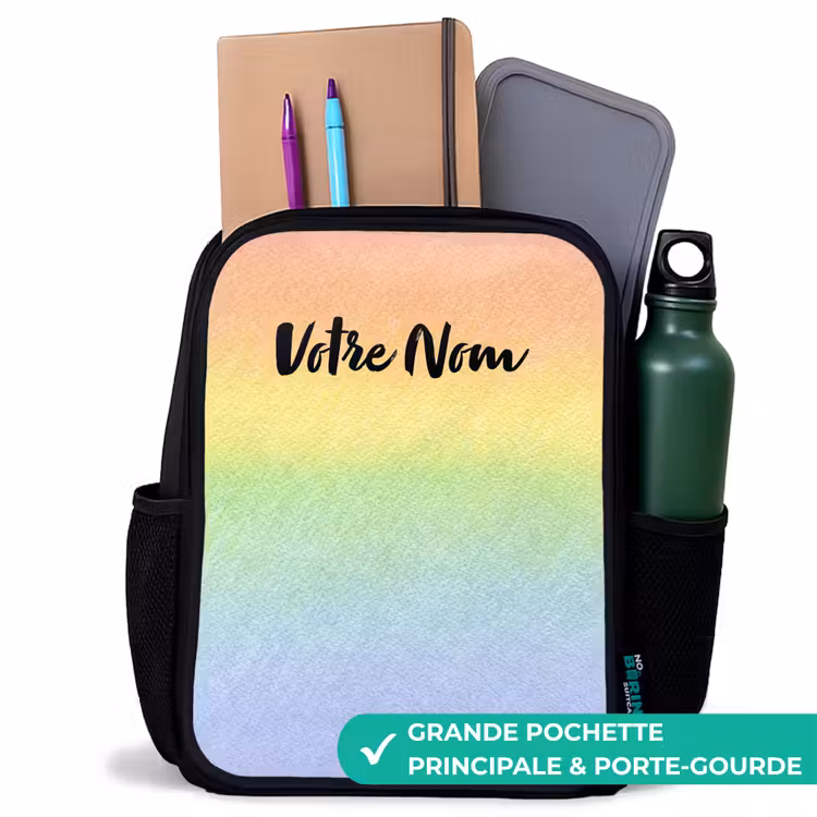 Sac à dos enfant - Noir - Arc-en-ciel pastel à la craie — 10