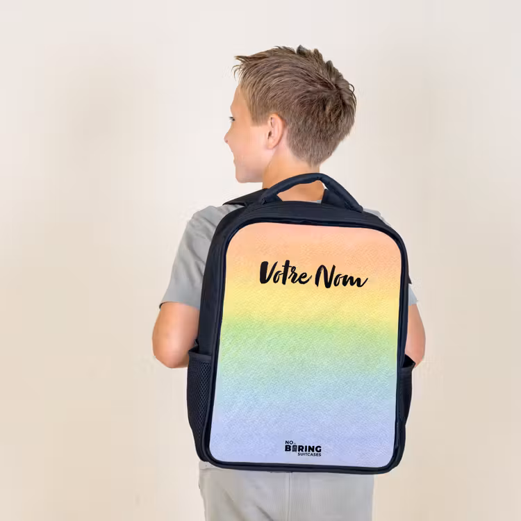 Sac à dos enfant - Noir - Arc-en-ciel pastel à la craie — 2