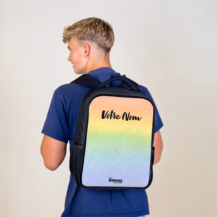 Sac à dos enfant - Noir - Arc-en-ciel pastel à la craie — 5