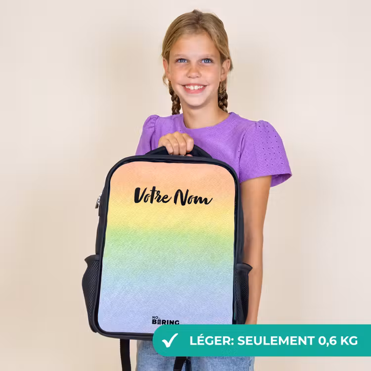 Sac à dos enfant - Noir - Arc-en-ciel pastel à la craie — 9