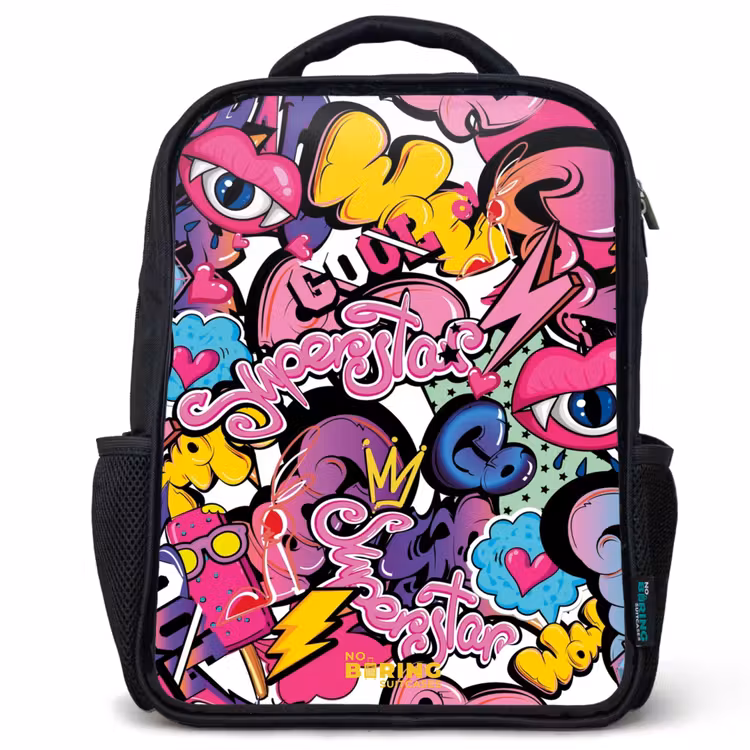 Sac à dos enfant - Noir - Graffiti féminin — 1