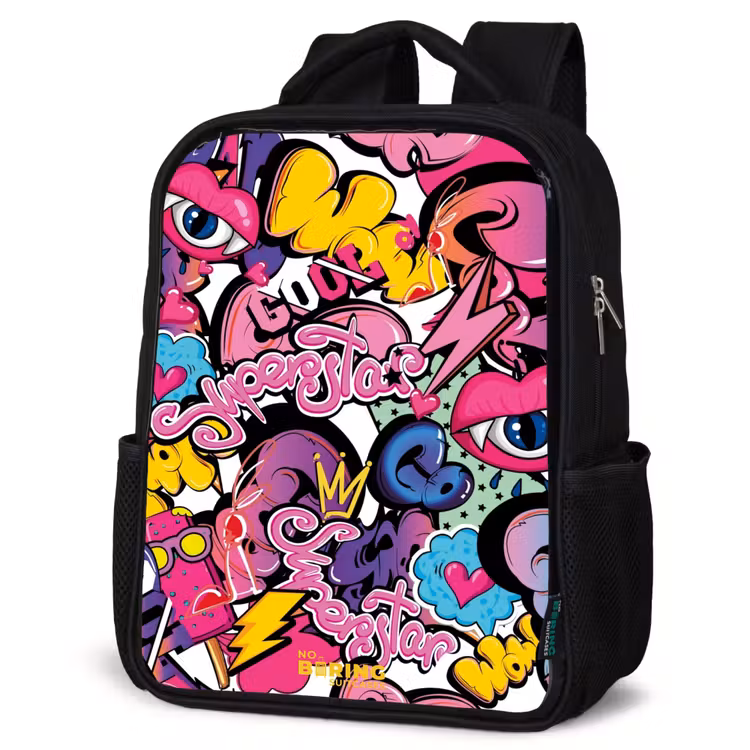 Sac à dos enfant - Noir - Graffiti féminin — 6